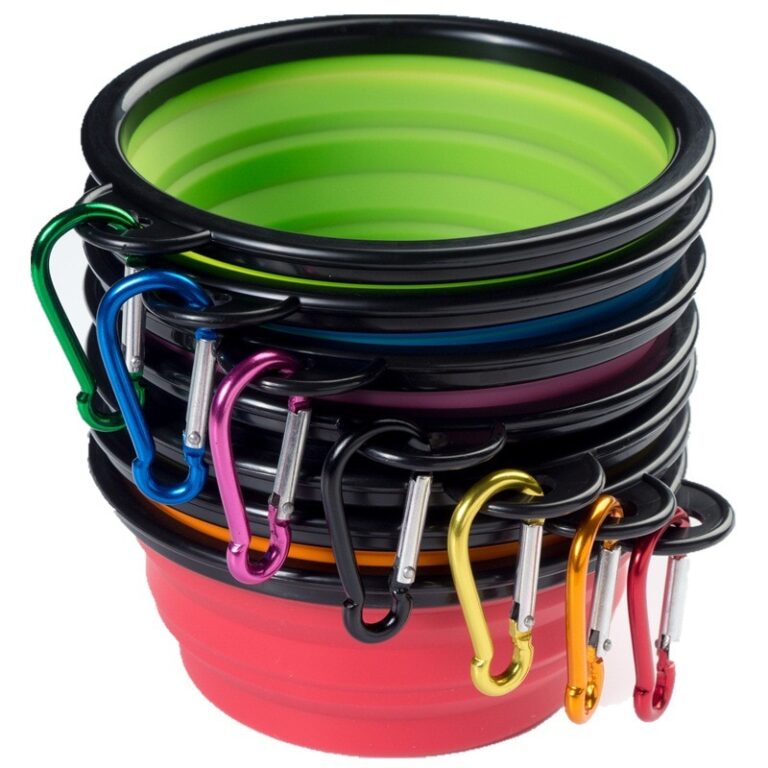 Comedero portátil plegable de silicona para mascotas