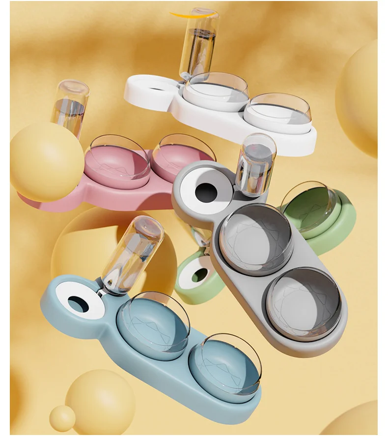 Comedero triple para gatos con bebedero automático Comedero triple para gatos con bebedero automático