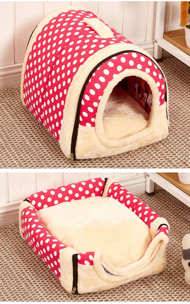 Cama cálida estampada plegable para mascotas