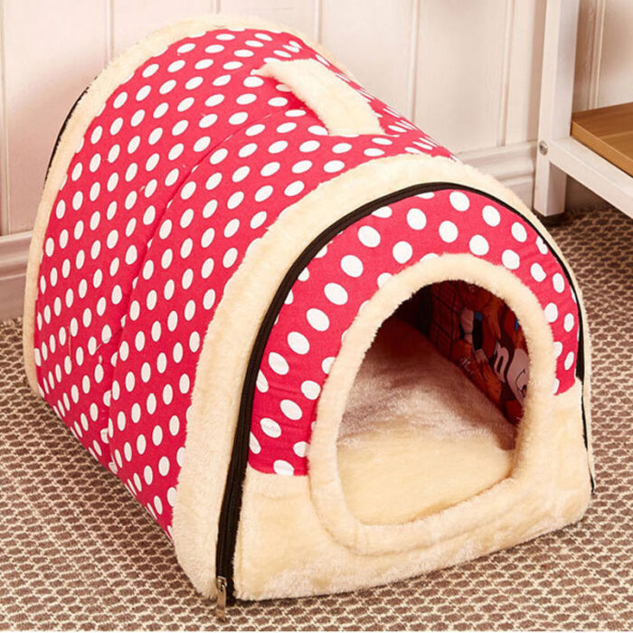 Cama cálida estampada plegable para mascotas
